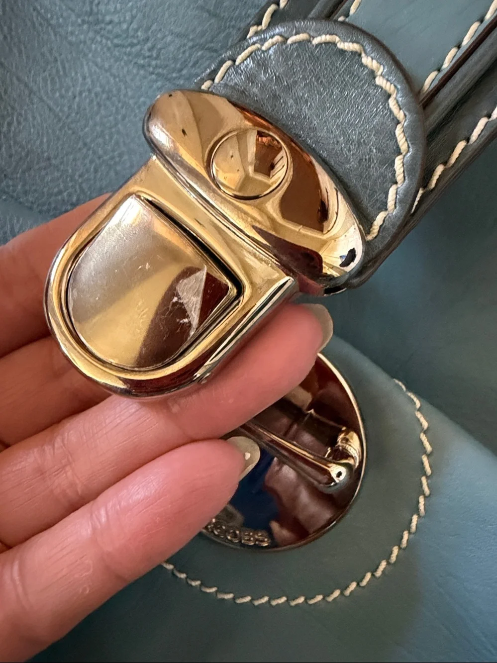 NWOT Vintage Marc Jacobs Made in Italy Blue Leather Hobo Bag Push Lock Dustbag